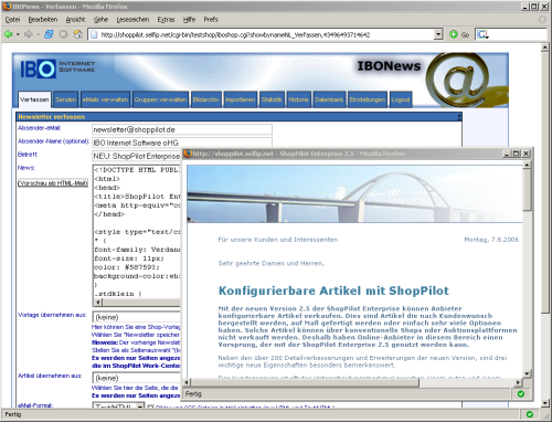 ShopPilot IBONews - Newslettererstellung