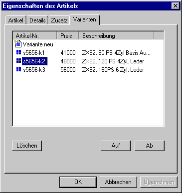 Artikelvarianten